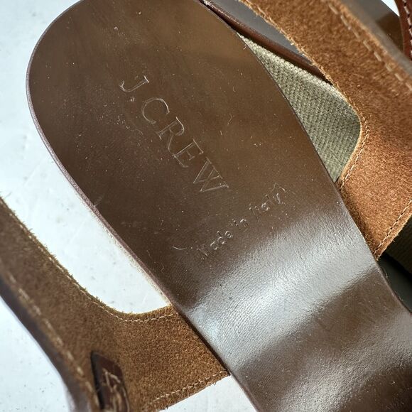 J. Crew Lila Platform Wedges Sandals Shoes Ankle Strap Leather Brown Sz 11 Italy - Picture 4 of 10
